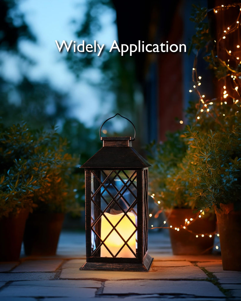 2 Pack 13'' Bronze Solar Lanterns Outdoor Waterproof Hanging