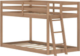 Bear Twin Over Twin Bunk Bed, Low Bunk Bed Frame for Kids, Bunk with Ladder, Guardrail, and Slats