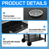 4-Burner Propane Gas Grill, 34,200 BTU BBQ Grill with Stainless Steel Control Panel, Temperature Gauge and Porcelain Cooking Grates
