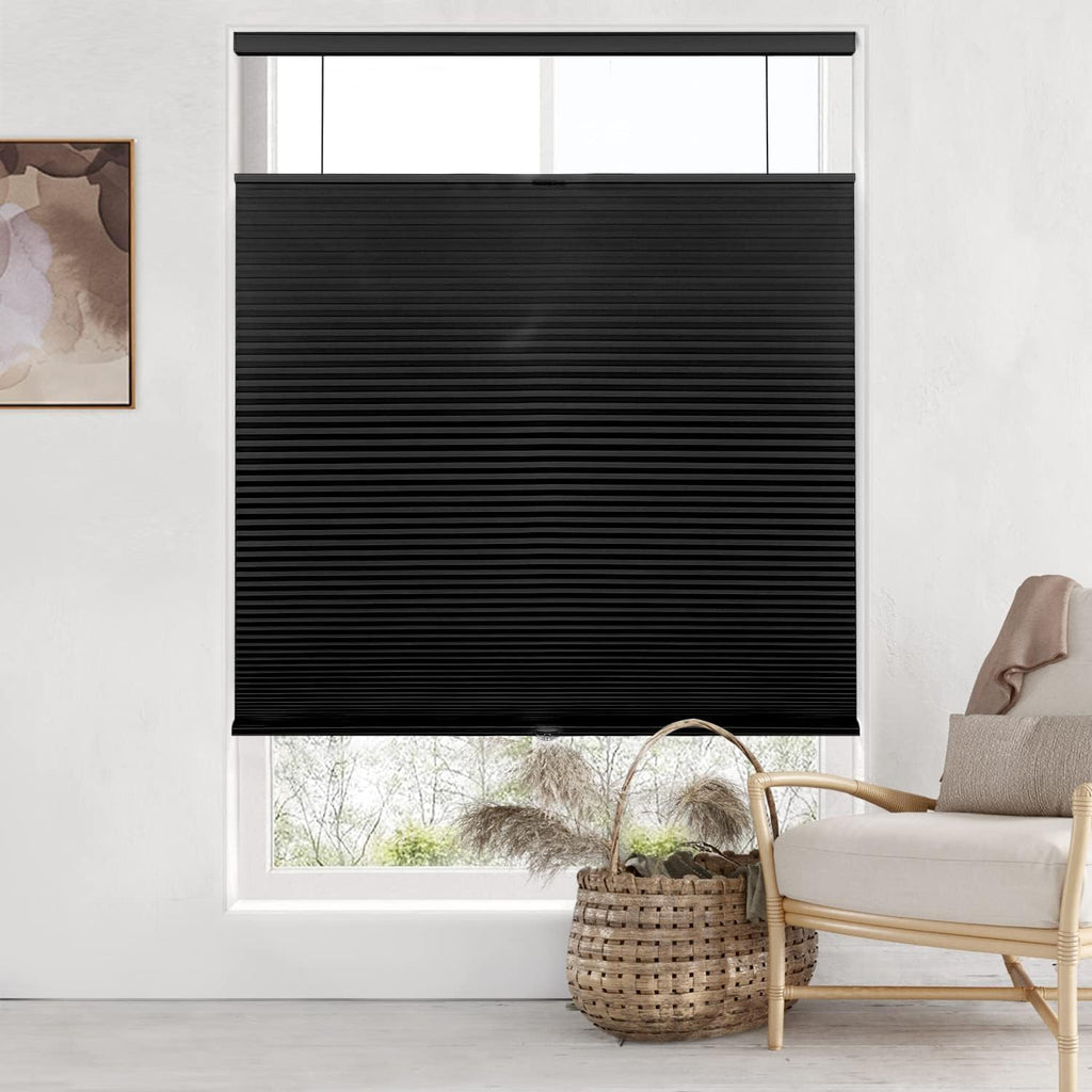 Top Down Bottom Up Cordless Cellular Shades, White | Blackou - Black
