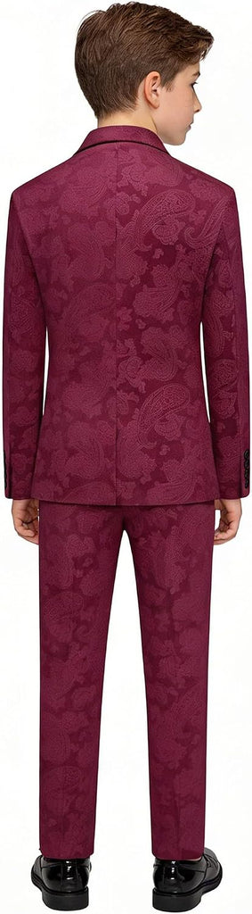 Boys Tuxedo Suit Paisley Floral Kids Formal Set Slim Fit 3 Pieces with Jacket Shirt Pant for Sneaker Ball Prom