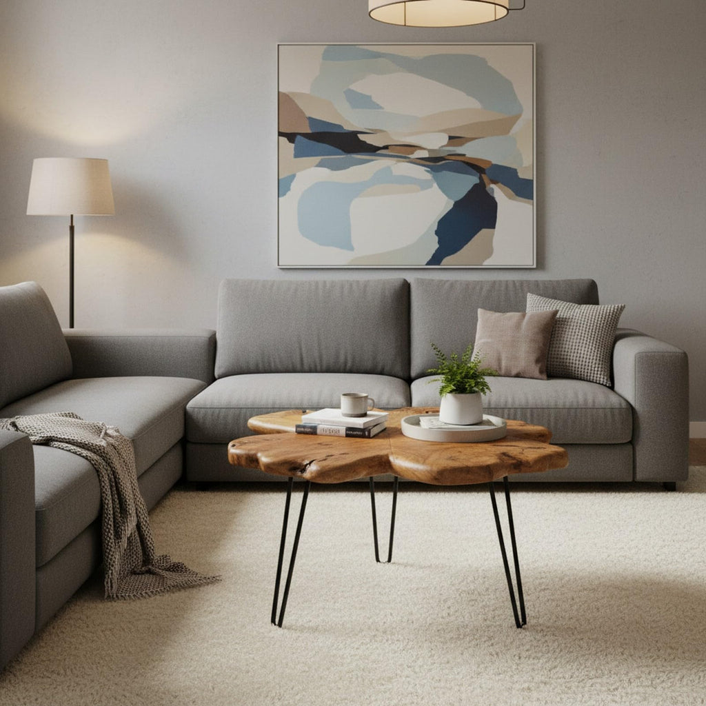 Rustic Cedar Live Edge Coffee Table with Hairpin Legs