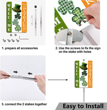 Happy St.Patrick's Day Yard Sign with Stakes 12x8 inch Welcome Shamrock Yard Sign Decorations for St .Patrick's Day