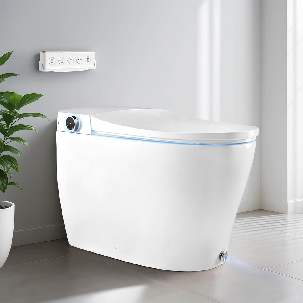 Intelligent Smart Toilet and Bidet Combo with Hands-Free Auto Open and Close, Instant Heated Water, Air Dryer, Heated Seat, Auto Flush, Night Light