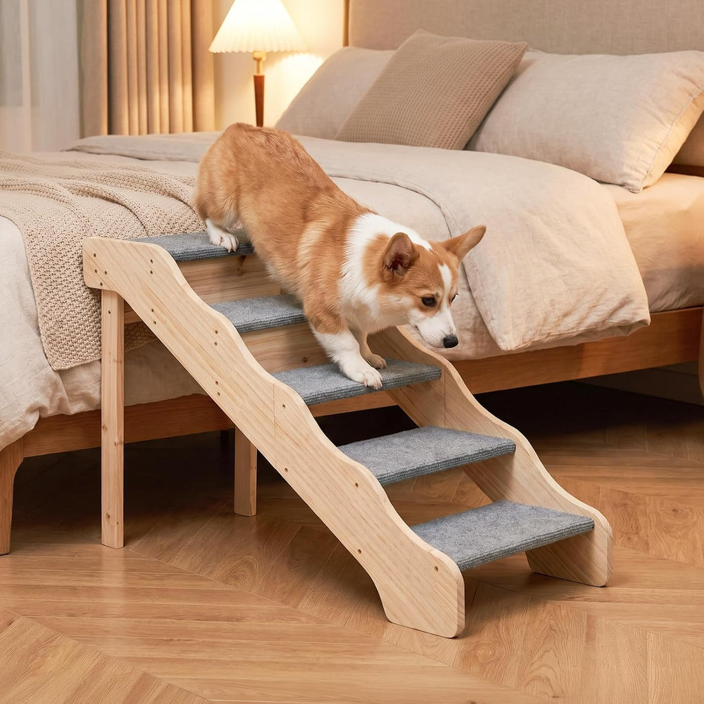 Wooden Dog Stairs, 5-Step Pet Steps
