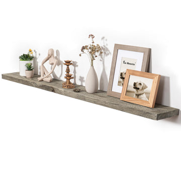55 Inch Reclaimed Wood Floating Shelves for Wall, 8 Inch Deep Extra Long Rustic Farmhouse Shelf with Invisible