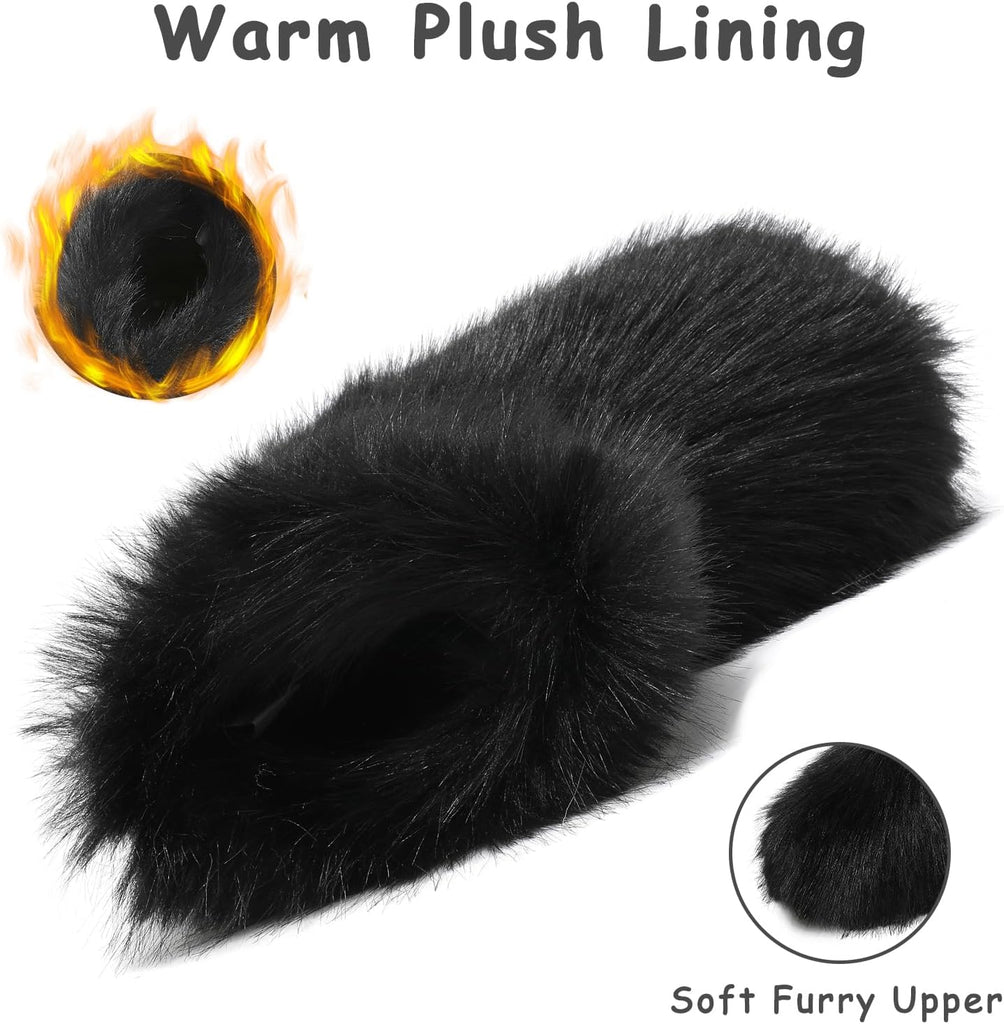 Girls Fur Boots,Kids Warm Plush Lining Furry Winter Boots for Toddler,Cozy Fluffy Snow Boots