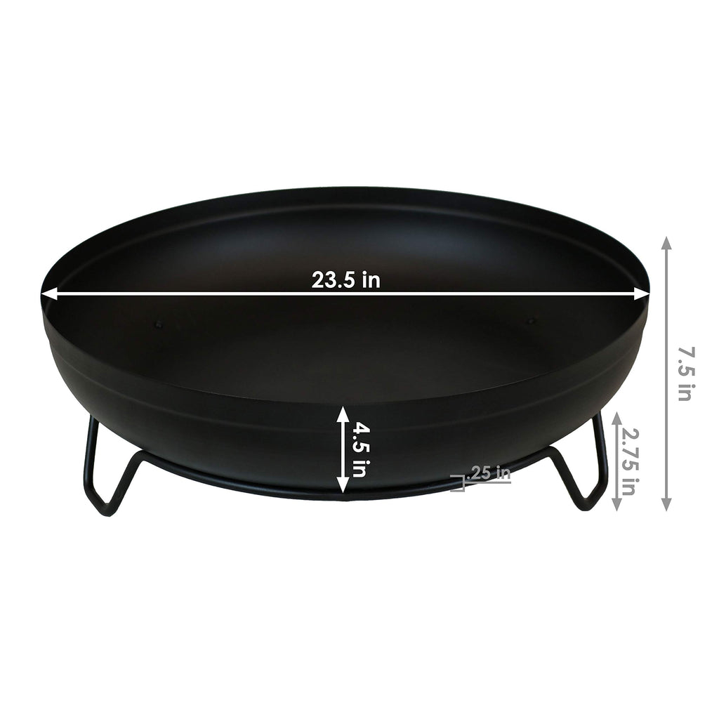 23-Inch Portable Patio Fire Pit Bowl, Black