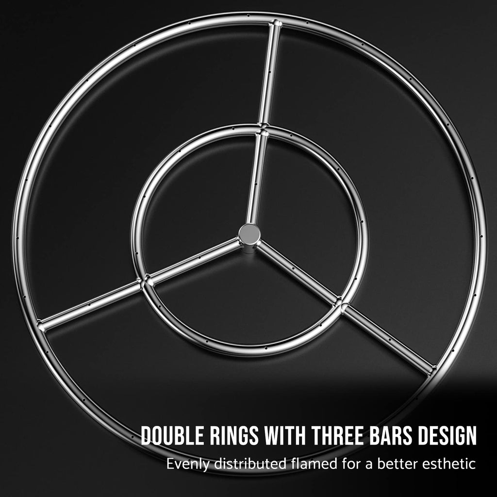 24-Inch Round Fire Pit Burner Ring, 304 Stainless Steel