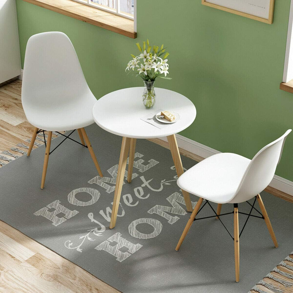 Dining Chairs Set of 2 White, Pre Assembled Mid Century Modern Dining Chairs with Wood Legs, Armless Kitchen Chairs