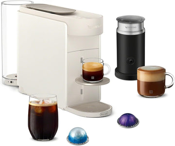 Vertuo Up Coffee Machine with Milk Frother, White | Coffee and espresso maker by with 3 second start and iced mode.