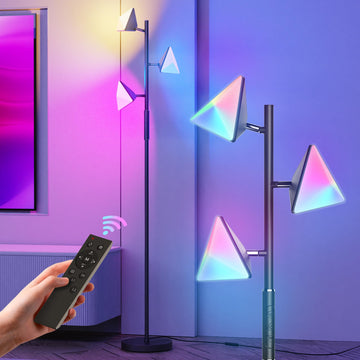 36W RGBCW Floor Lamp, Color Changing LED Tree Floor Lamp, Stepless Dimmable Tall Standing Lamp with Remote & Touch