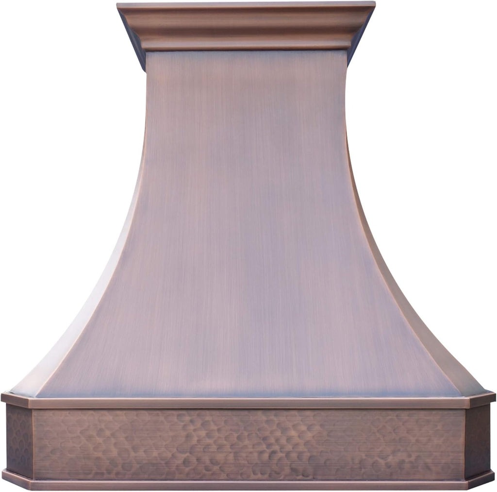 36 Inch Copper Range Hood Insert 4 Speed LED Lights, Baffle Filters