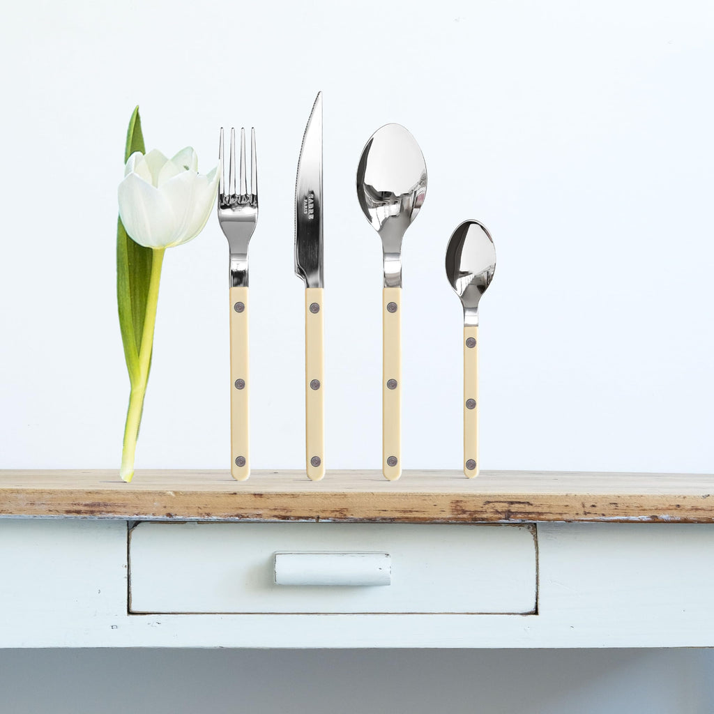 Flatware Set for 4 - Bistrot Collection - Knife, Fork, Soup Spoon, Teaspoon & Dessert Fork - Stainless Steel