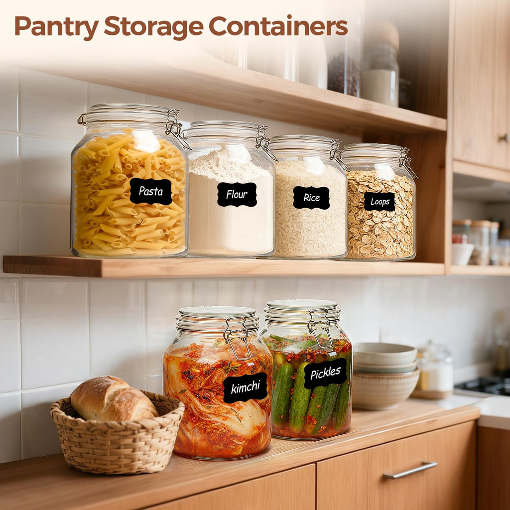 Glass Pantry Jars with Airtight Lids 0.7 Gallon 2 Pack Wide Mouth