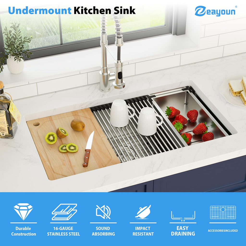32 x 19 Inch Undermount Kitchen Sink Workstation