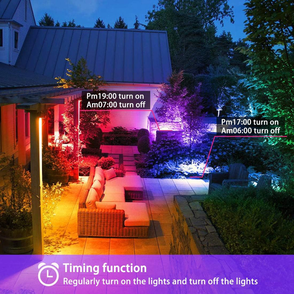Led Flood Light Outdoor, 50W RGB Color Changing Landscape Lighting | Remote Control, Timing - 12 Colors - 4 Modes