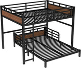 Queen Over Queen Bunk Bed with Headboard and Full Length Guardrail, Separable Bunk Bed Queen