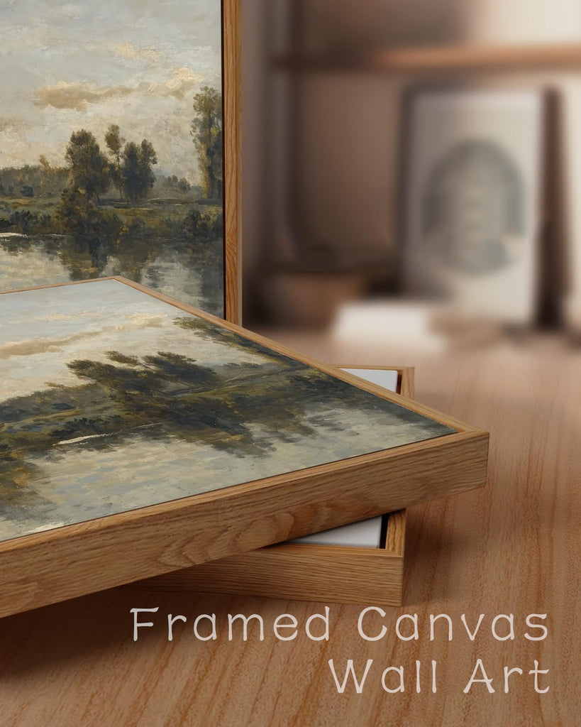 Vintage Wall Art Framed Landscape Wall Art Moody Canvas Print