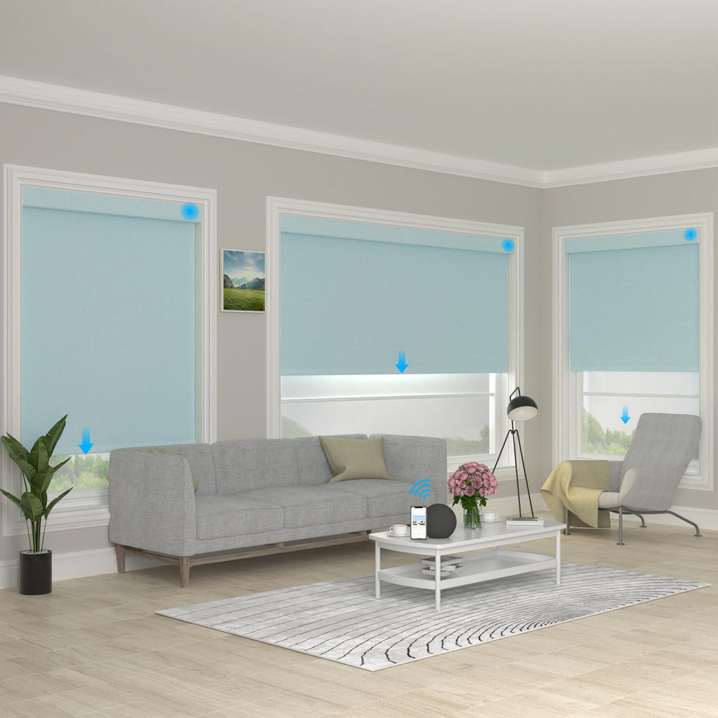 Custom Motorized Roller Shade Smart Window Roller Shade Remote Blackout Control Compatible with Alexa and Google Home