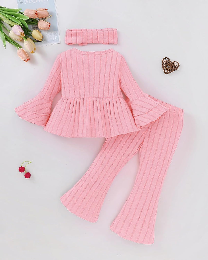 Toddler Girl Clothes Ribbed Flared Baby Fall Winter Outfits