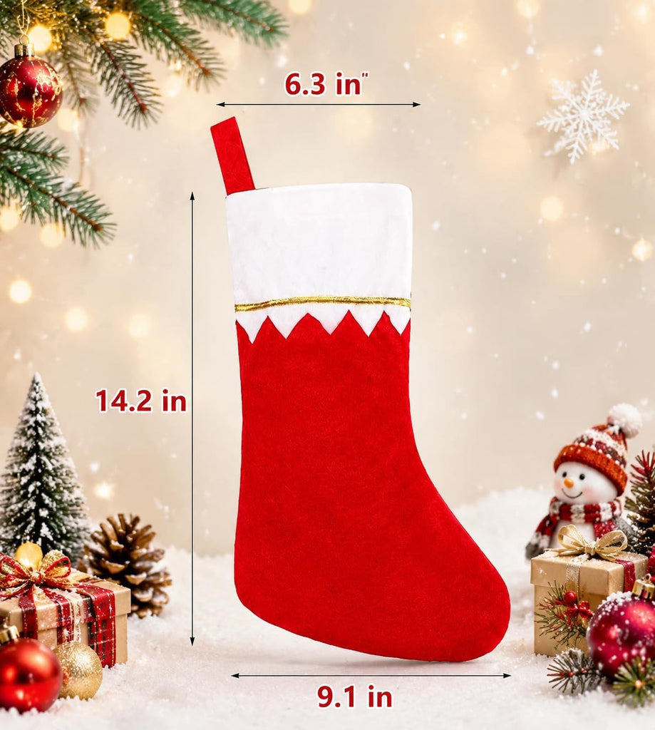 S Bulk 24 Pack - 15 Inch Red Felt Xmas Stockings, Large Santa Stockings for Holiday Fireplace Hanging Decor - Set of 24