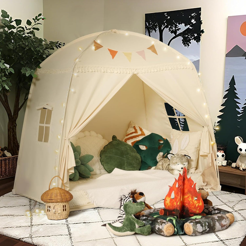 Large Teepee Tent for Kids - Tent for Kids Indoor Kids Teepee for Boys & Girls - Playhouse Inside Canopy Bed