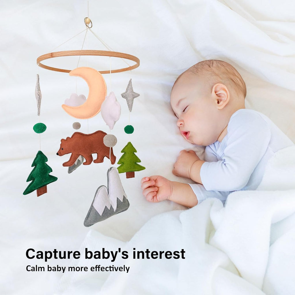 Woodland Baby Mobile, Woodland Mobile for Crib, Bear Crib Mobile for Boys, Nursery Mobile for Bassinet, Pack