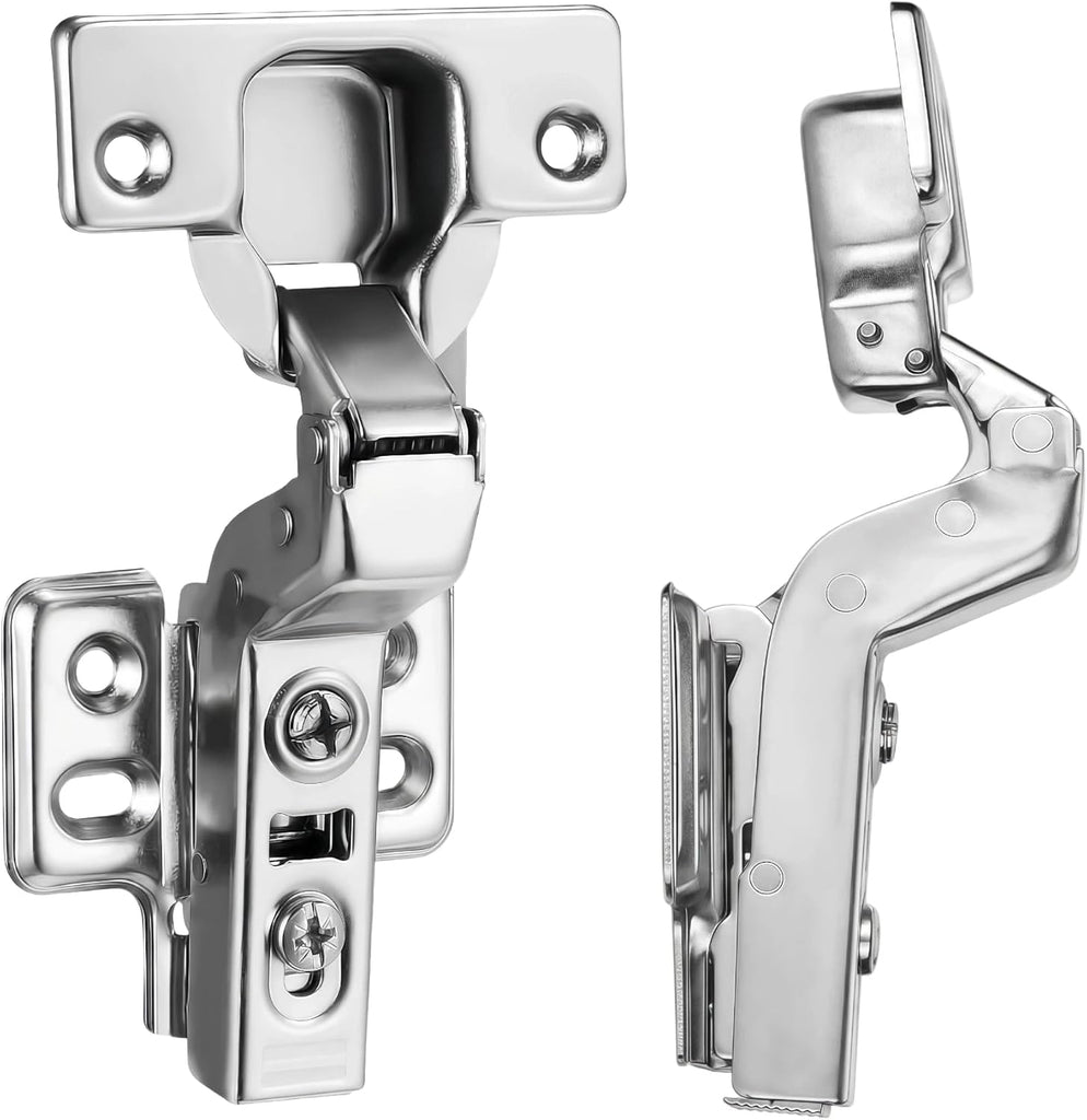 2pcs Professional Grade Inset Soft Close Cabinet Hinges, Frameless Concealed European Style with Four-Hole Clip-On