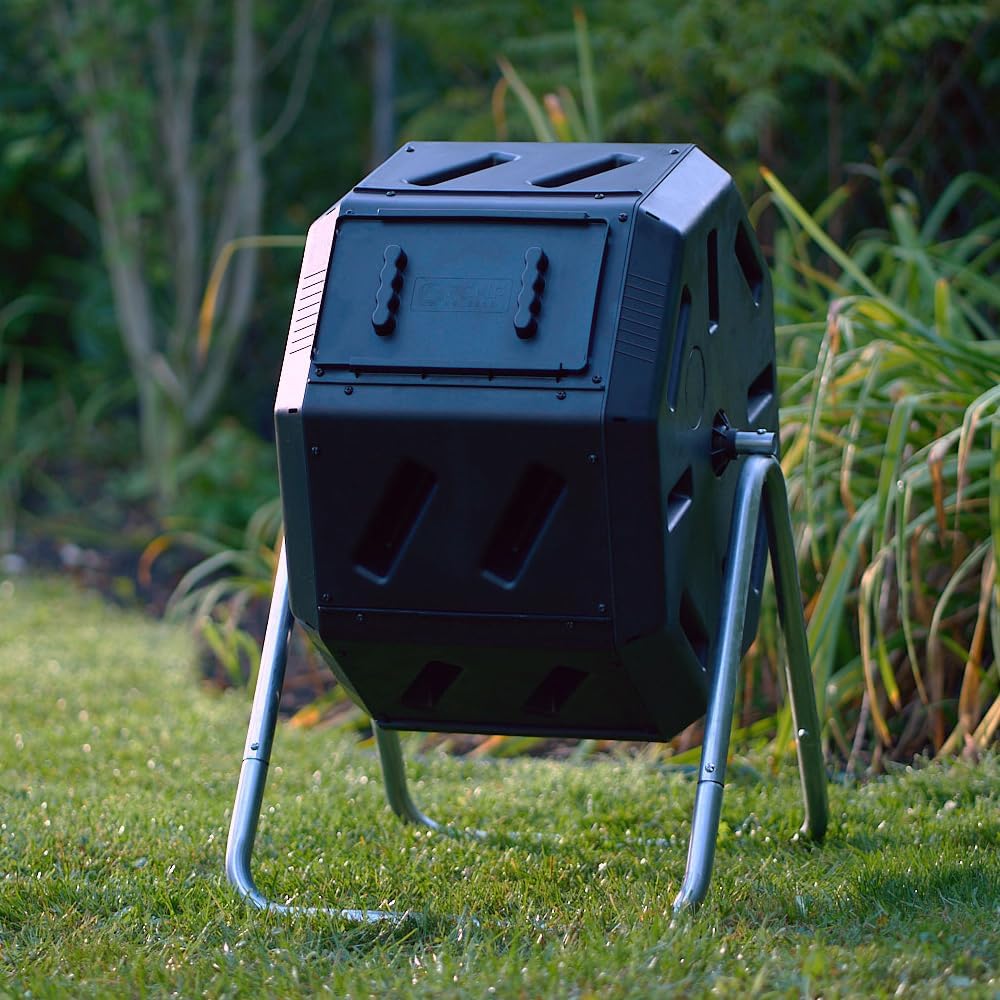 IM2000 Tumbling Composter Canadian-Made, 100% Recycled Resin - Outdoor Rotating Compost Tumbler Bin for Garden