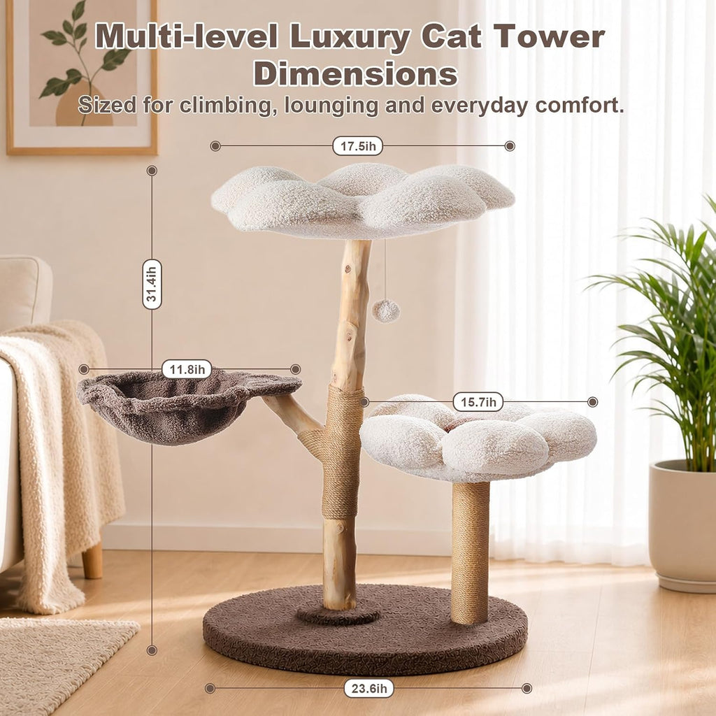 Multi-Level Modern Solid Cat Tree for Indoor Medium-Large Cats
