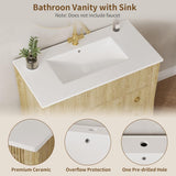 36" Freestanding Fluted Bathroom Vanity with Sink & Drain - Cabinet with 4 Drawers & Door
