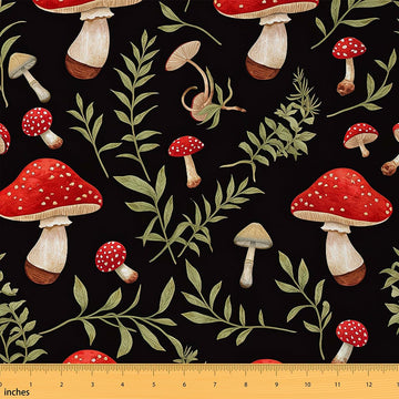 Red Cute Mushroom Decor Upholstery Fabric for Chairs Cartoon Mushrooms Fabric by The Yard Wild Mushroom Stuff