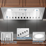 30 Inch Stainless Steel Under Cabinet Range Hood 900 CFM 4 Speed Voice, Gesture & Touch Control, LED Lights, Baffle Filters