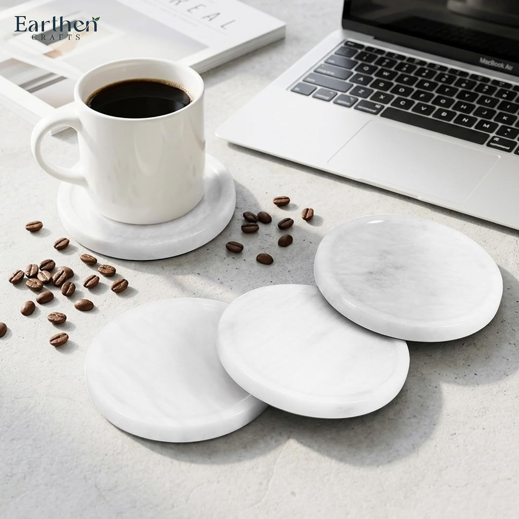 Marble White Coasters for Drinks Coaster - Set of 4