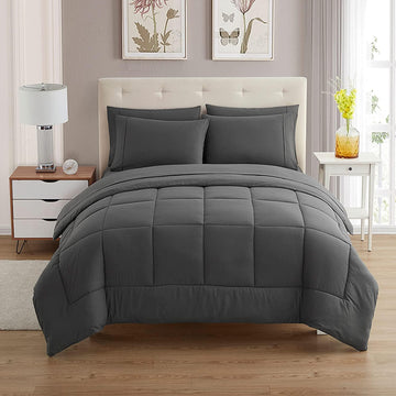 Comforter Set with Sheets - 7-Piece Bedding Collection - 1 Comforter, 1 Fitted Sheet, 1 Flat, 4 Pillowcases