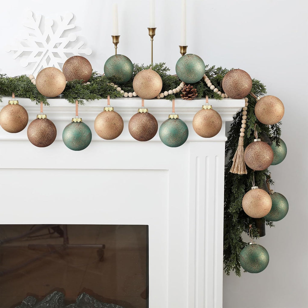 Neutral Christmas Ornament 2.36'' Textured Tree Decor,Aged - Set of 24