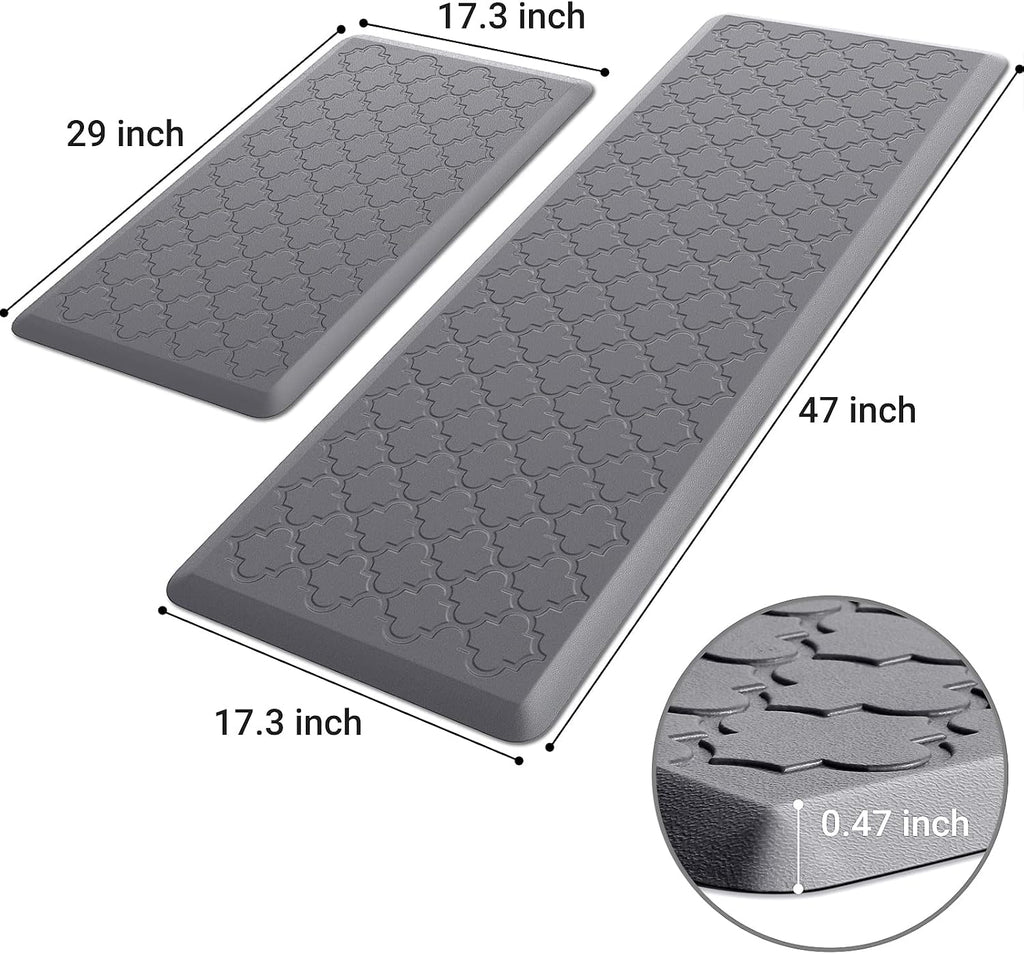 Kitchen Mat 2 PCS Cushioned Anti-Fatigue Floor Mat Standing Mat | 0.47" Thick Cushioned Memory Foam, Water Resistant
