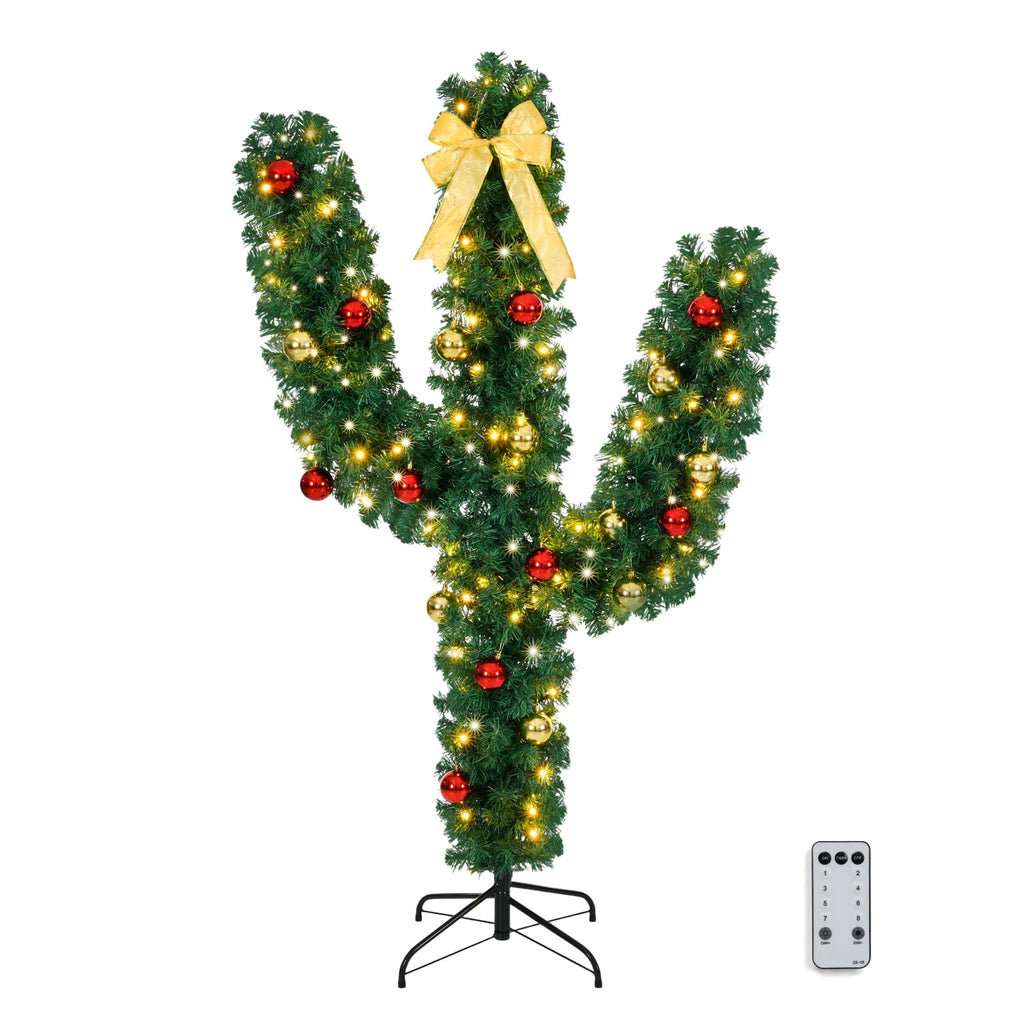 5ft Pre-lit Cactus Christmas Tree, 110 LED Lights, 400 Tips