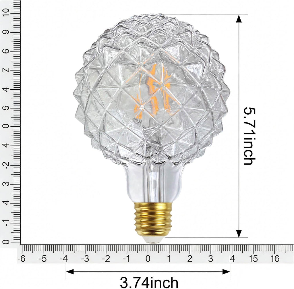 Classic Edison LED Bulb G30, 4W (40W Equivalent), 400 Lumens, 2700K Warm White, Durian Shape, E26 Base, 110-130V