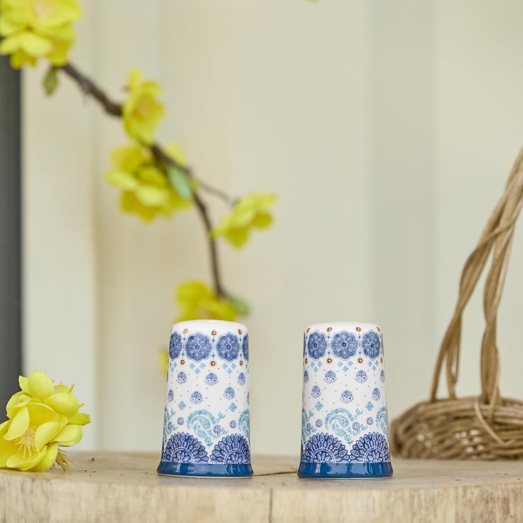 Blue Talavera Ceramic Salt & Pepper Shaker Set or Decor, Dishwasher Safe - Set of 2