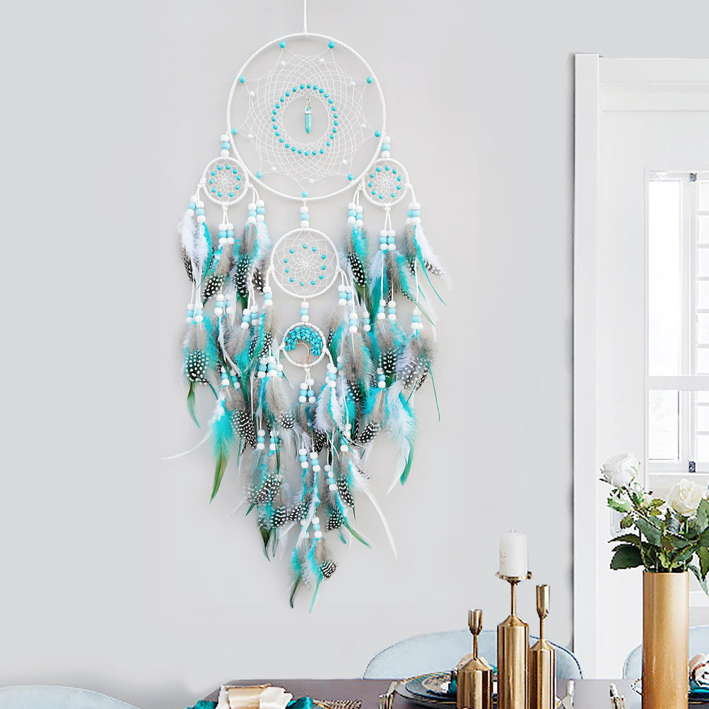 Large Dream Catchers, Boho Woven Turquoise Dream Catcher Wall Hanging Ornament Living Room Apartment Wedding Party