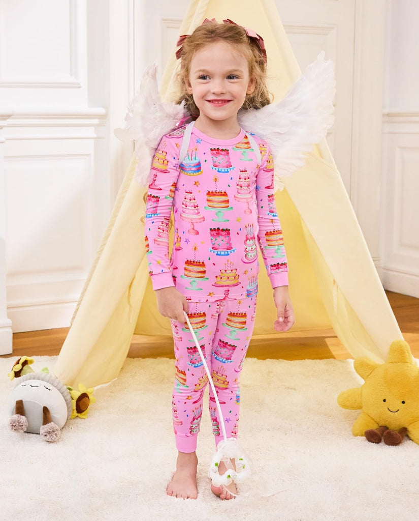 Bamboo Viscose Toddler Girls Kids Pajama Sets - Snug fit Long-Sleeve Softness Sleepwear Pjs 2pcs Jammies