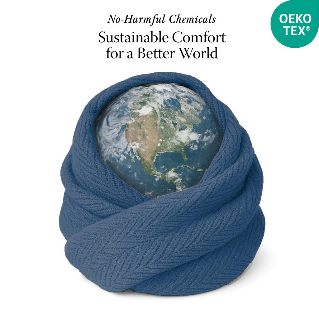 Luxury 100% Cotton Herringbone Blanket, Folkstone Blue