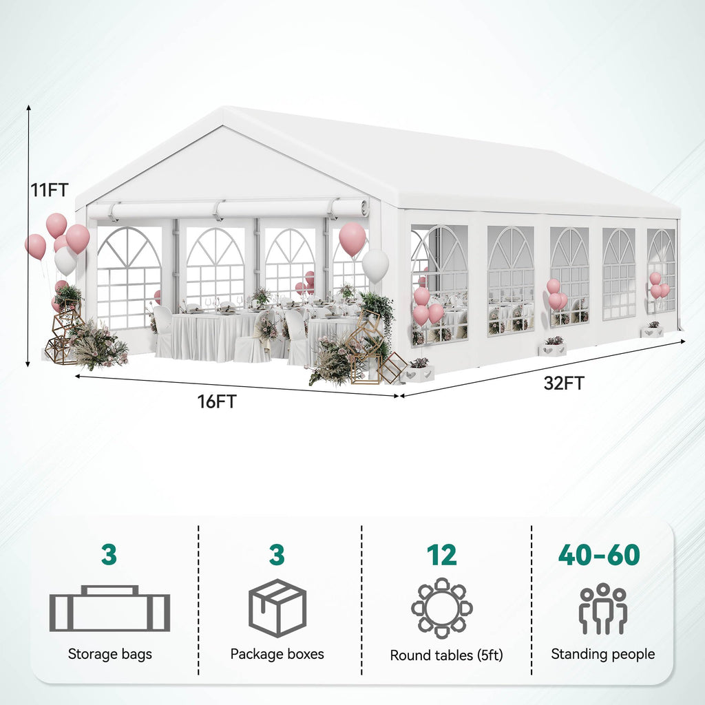 16x32FT Party Tent Heavy Duty PVC Wedding Event Shelters