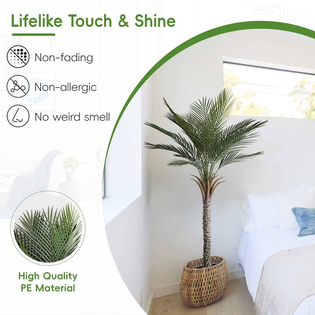 Artificial Palm Tree 5 Ft Tall UV Rated Faux Tropical Palm Plant in Pot for Indoor or Outdoor Home Office Decor