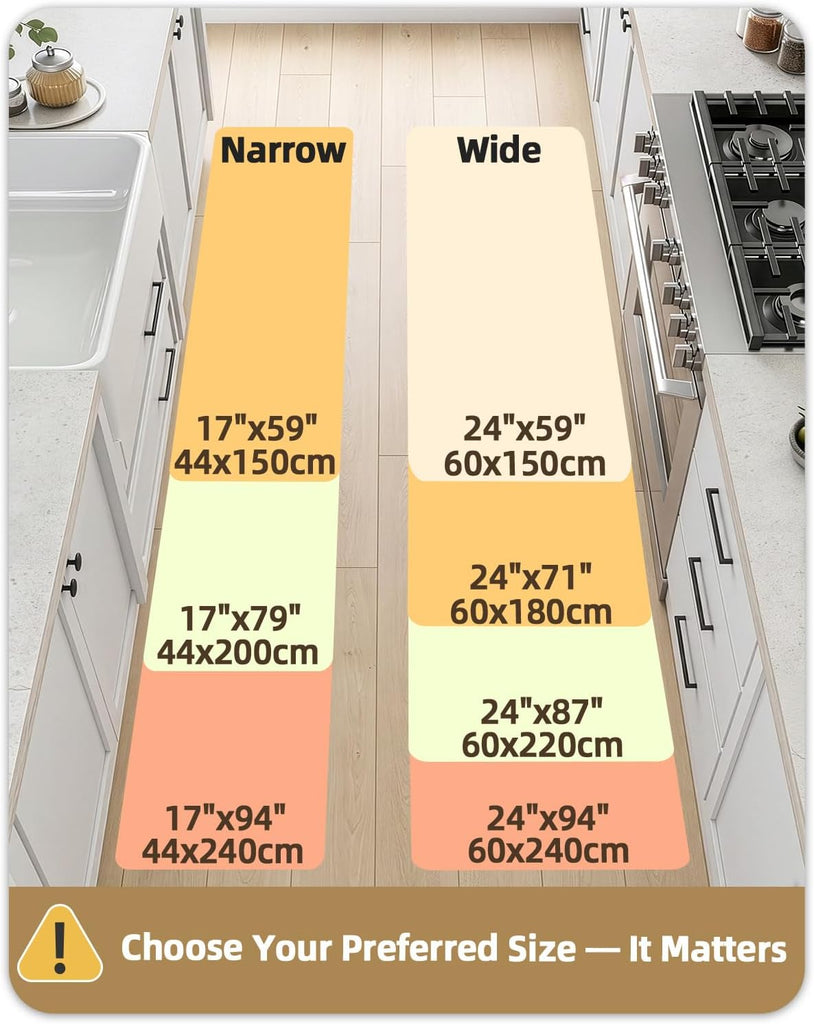 Kitchen Mat for Floor 17x79 Anti Fatigue Easy Clean, Black | Water&Oil Proof, Anti Slip, For Comfort Standing