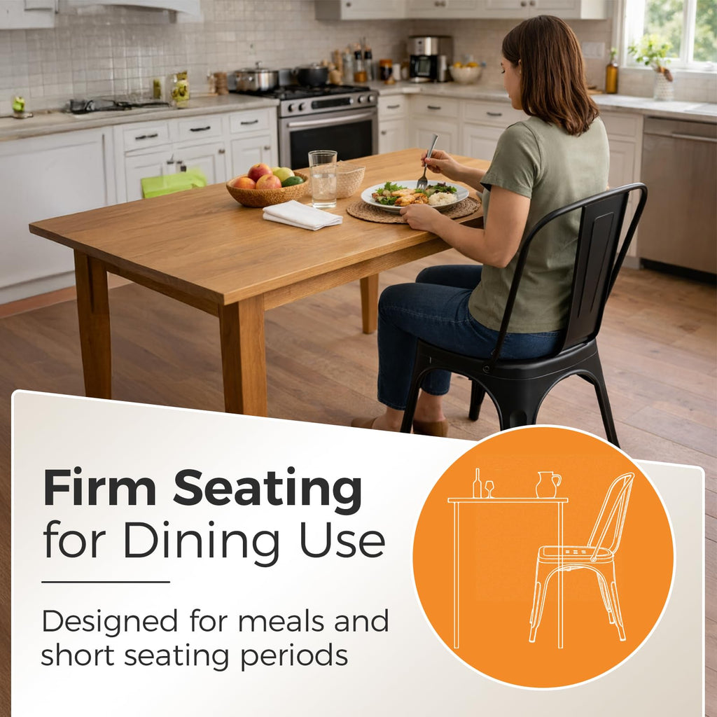 Matte Black Stackable Metal Dining Chairs, Set of 6