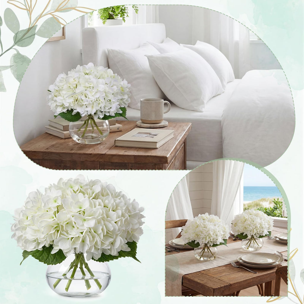 4 Pack Artificial with Vase (White)