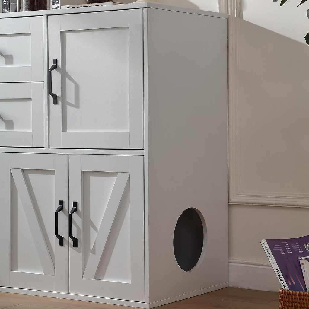 47.6'' Double Cat Litter Box Enclosure with 2 Storage Drawer